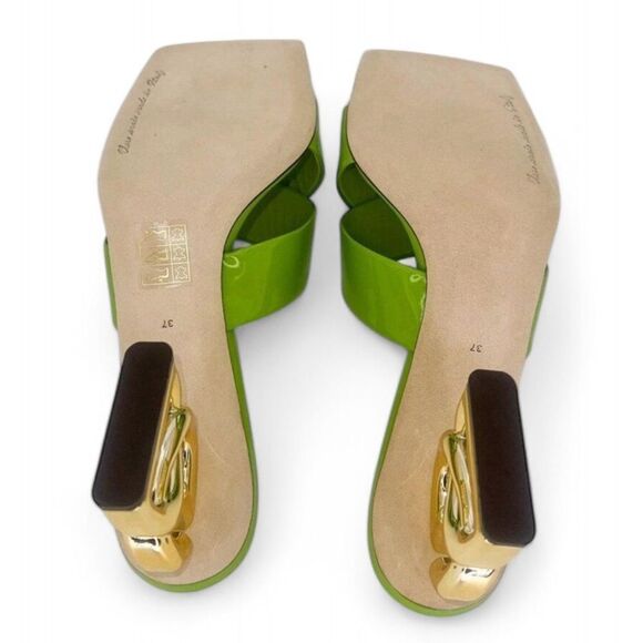 NEW Authentic DOLCE & GABBANA Green Polish Leather Sculpted Heel Mules S… - Picture 13 of 13